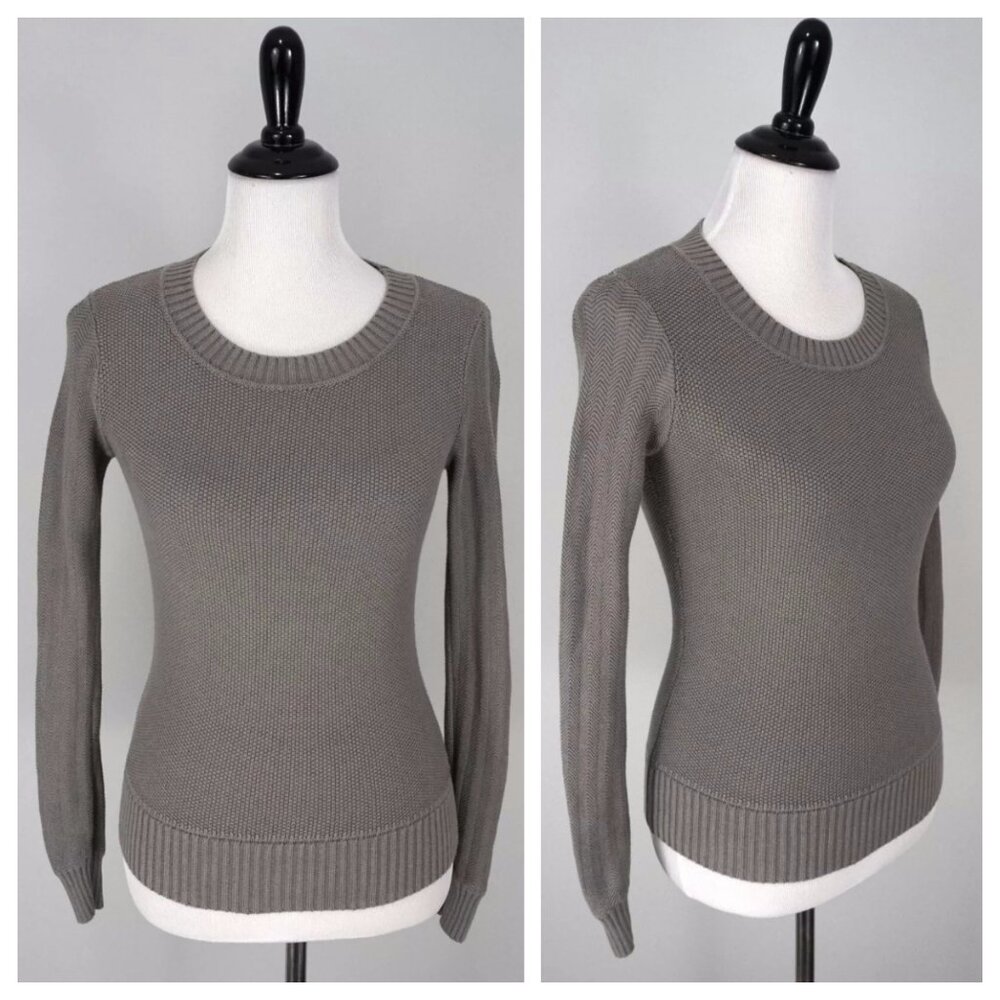 REISS Womens Gray Stretch Cotton Long Sleeve Sweater Top Size XS